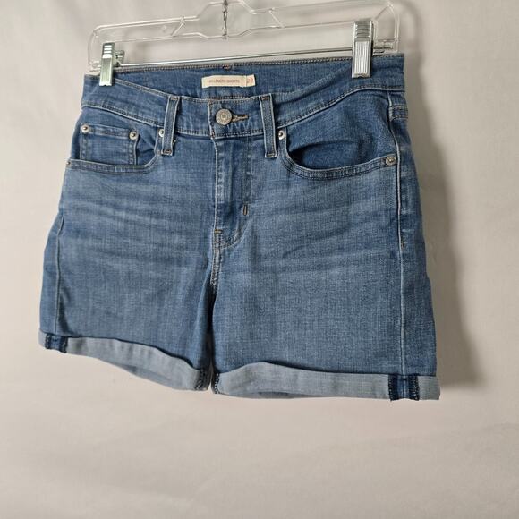 Levi's Jean Shorts Women's 28 Blue Medium Wash Mid Length Cuffed - Picture 12 of 12